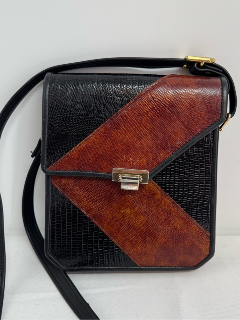 Roche Ventura Black & Brown Leather Shoulder Bag